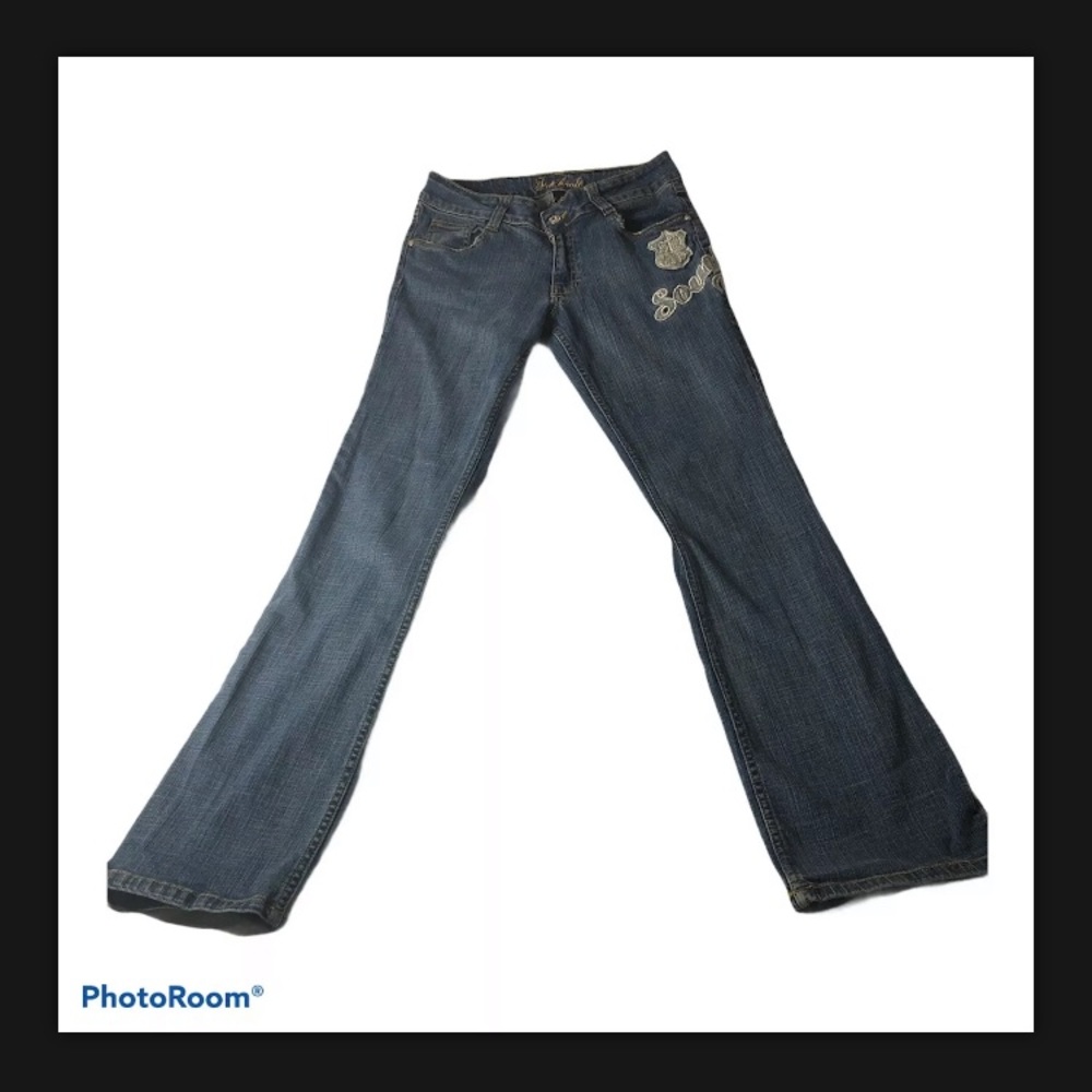 South Pole Embroidered Jeans Womens Mid Rise Flared Medium Wash Women’s Size 7.